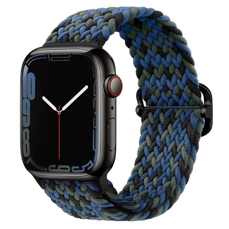 Apple Watch Nylon Double Braid Armband – Blau/Grün/Schwarz
