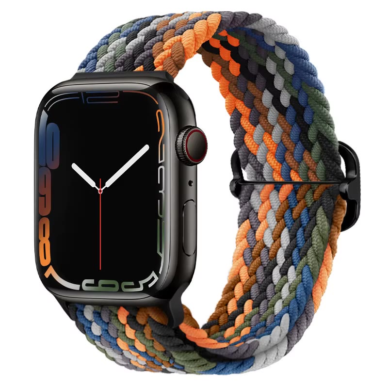 Apple Watch Nylon Double Braid Armband – Orange/Blau/Schwarz