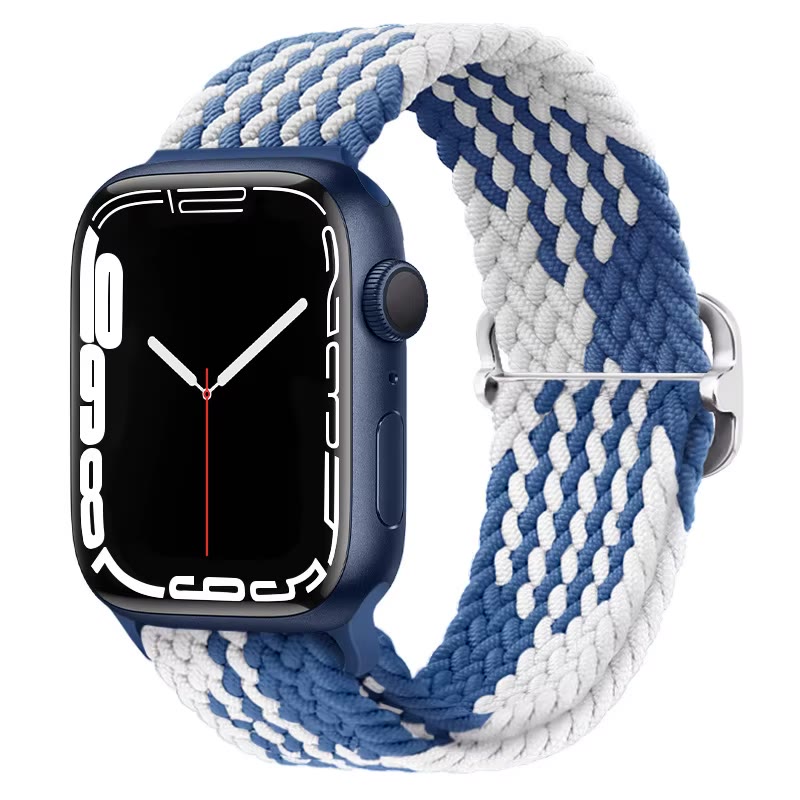 Apple Watch Nylon Double Braid Armband – Weiss/Blau