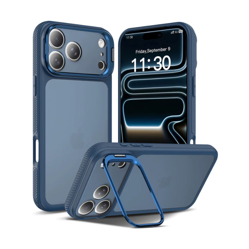 Kickstand Case with Metal Lens Frame – Marineblau