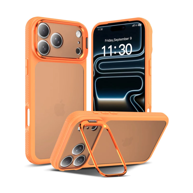 Kickstand Case with Metal Lens Frame – Orange